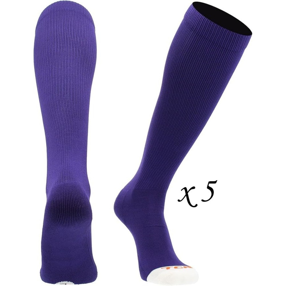 5 Pairs MadSportsStuff Over the Calf Softball Socks - Solid Purple - Medium